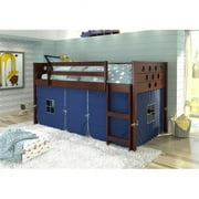 Donco Kids Twin Circles Low Tent Dark Cappuccino Loft Blue Tent